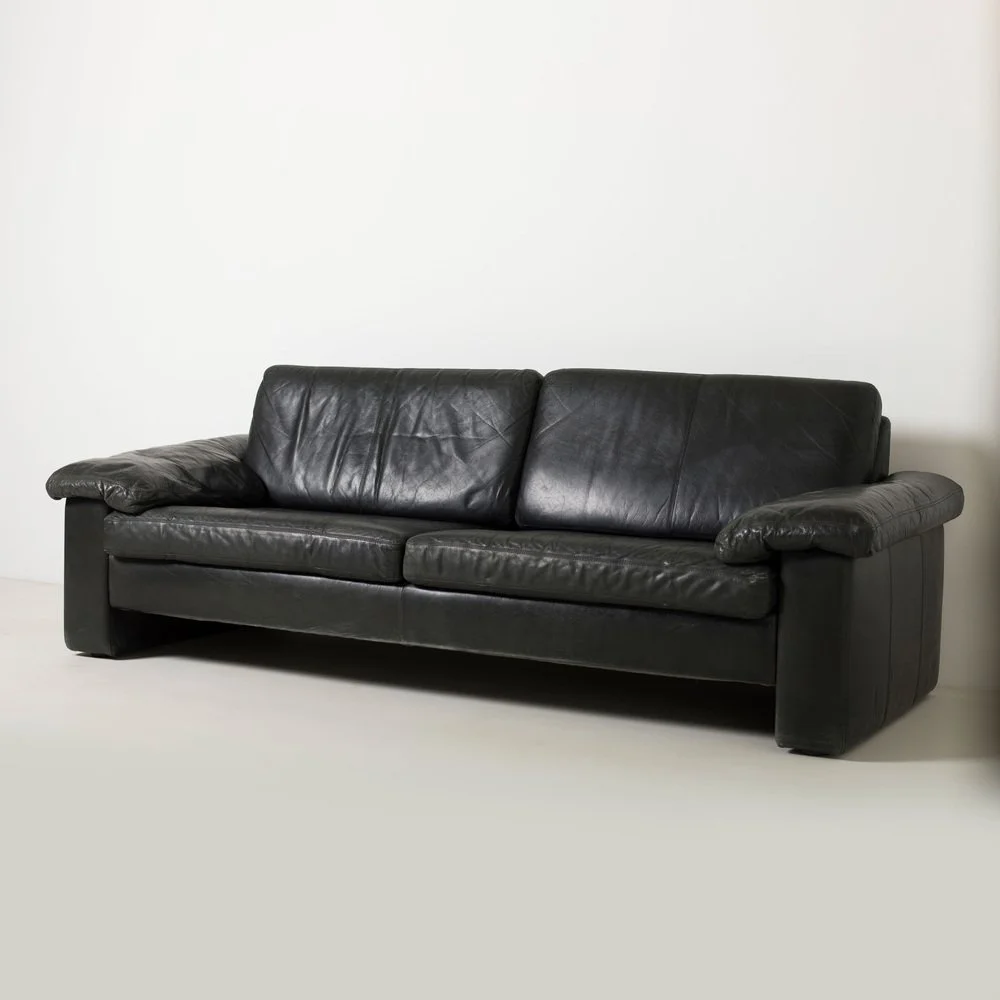 Czarna skórzana sofa Conseta, Cor, Niemcy, lata 70