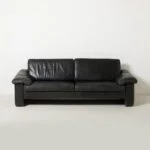 Czarna skórzana sofa Conseta, Cor, Niemcy, lata 70