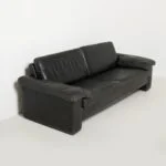 Czarna skórzana sofa Conseta, Cor, Niemcy, lata 70