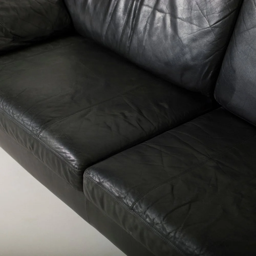 Czarna skórzana sofa Conseta, Cor, Niemcy, lata 70
