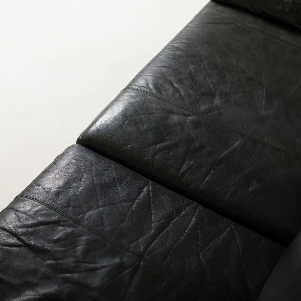 Czarna skórzana sofa Conseta, Cor, Niemcy, lata 70