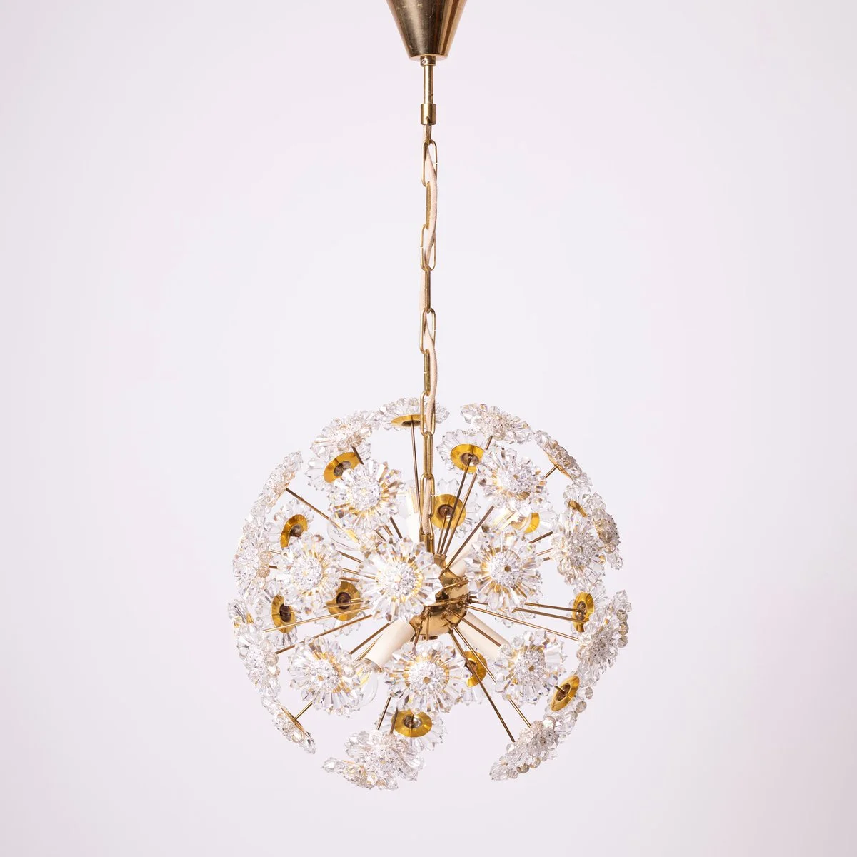 Floral chandelier, Kamenický Šenov, Czechoslovakia, 1970s