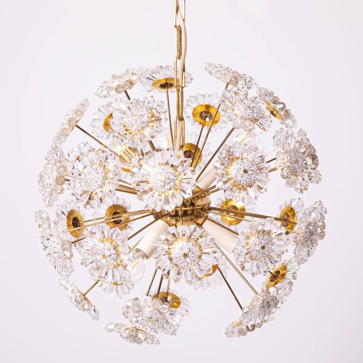 Floral chandelier, Kamenický Šenov, Czechoslovakia, 1970s
