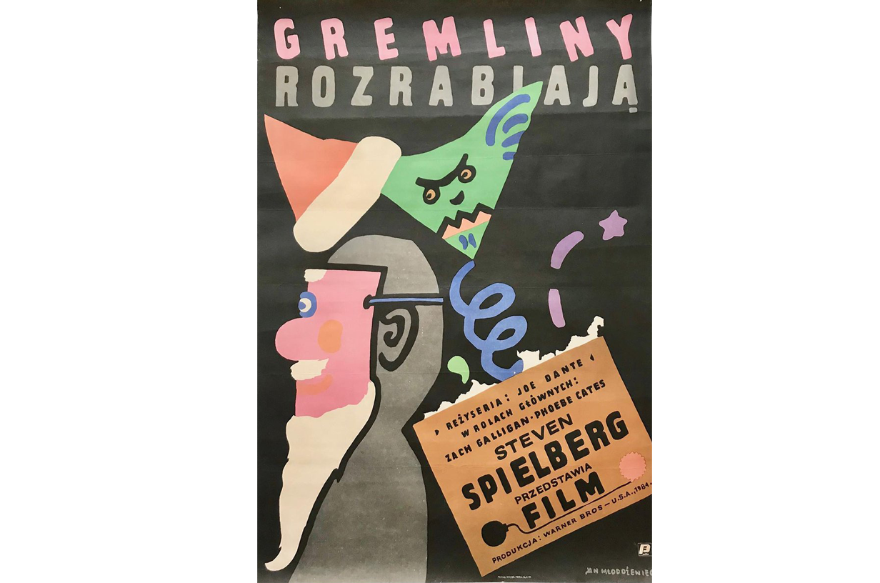 Plakat "Gremliny rozrabiają" proj. Jan Młodożeniec, Polska, 1985