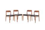 Zestaw 4 krzeseł proj. N. O. Møller, J.L. Møller, Dania, lata 60