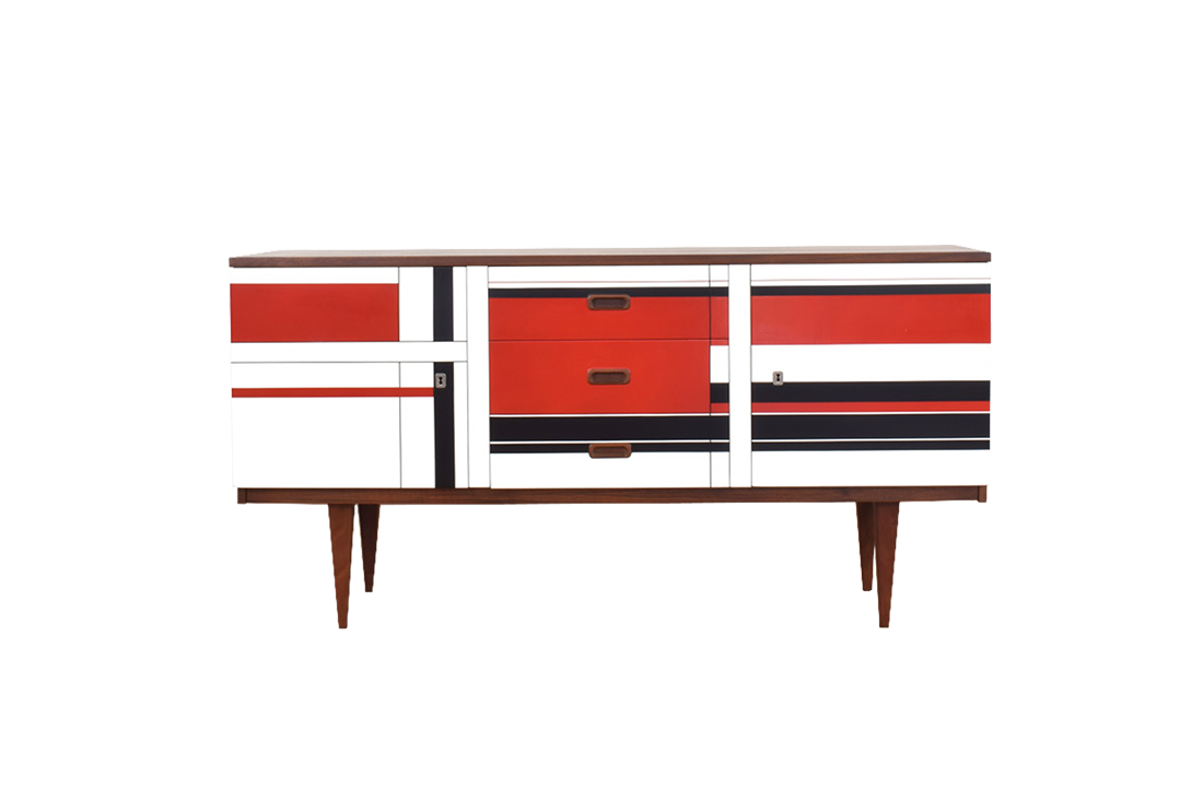 Sideboard z malaturą w stylu op-art, Niemcy, lata 60