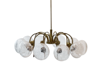 Żyrandol 10-cio ramienny, mosiądz, lata 70