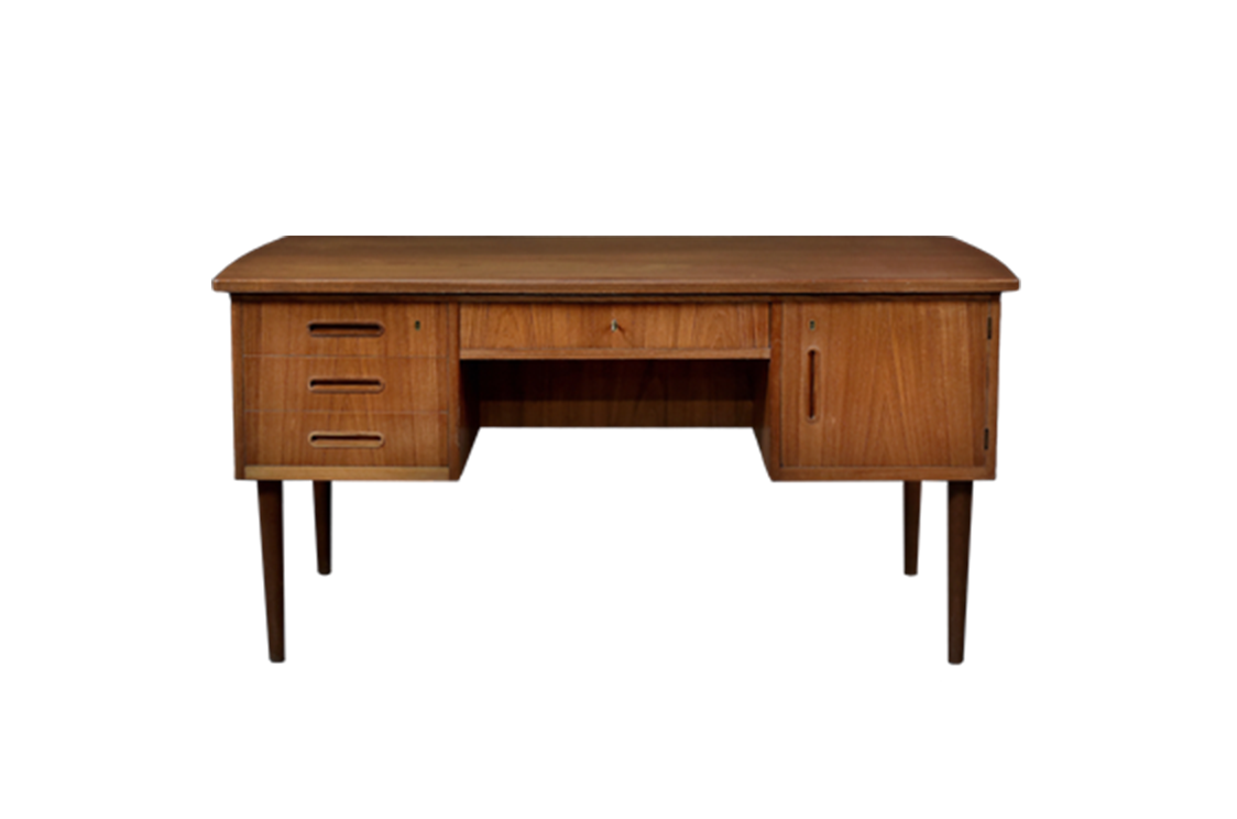 Biurko tekowe dwustronne, Dania, lata 60