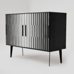 Komoda vintage, z malaturą Op-Art, Polska, lata 70