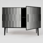 Komoda vintage, z malaturą Op-Art, Polska, lata 70