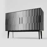 Komoda vintage, z malaturą Op-Art, Polska, lata 70