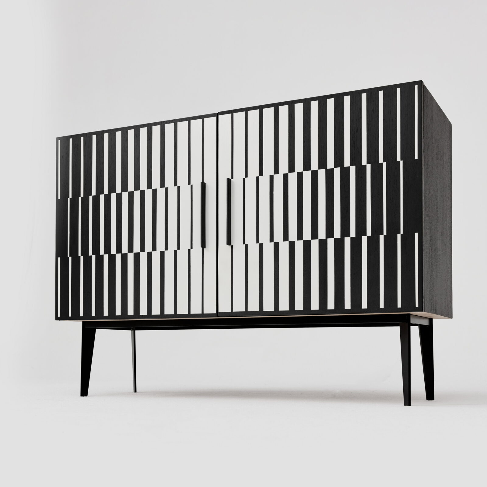 Komoda vintage, z malaturą Op-Art, Polska, lata 70