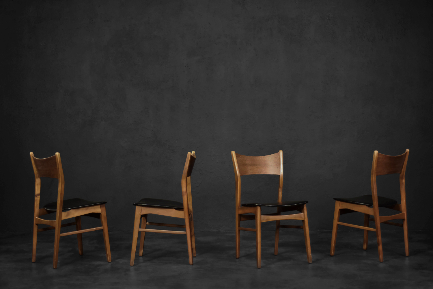 Zestaw 4 krzeseł modernistycznych, Dania, lata 60