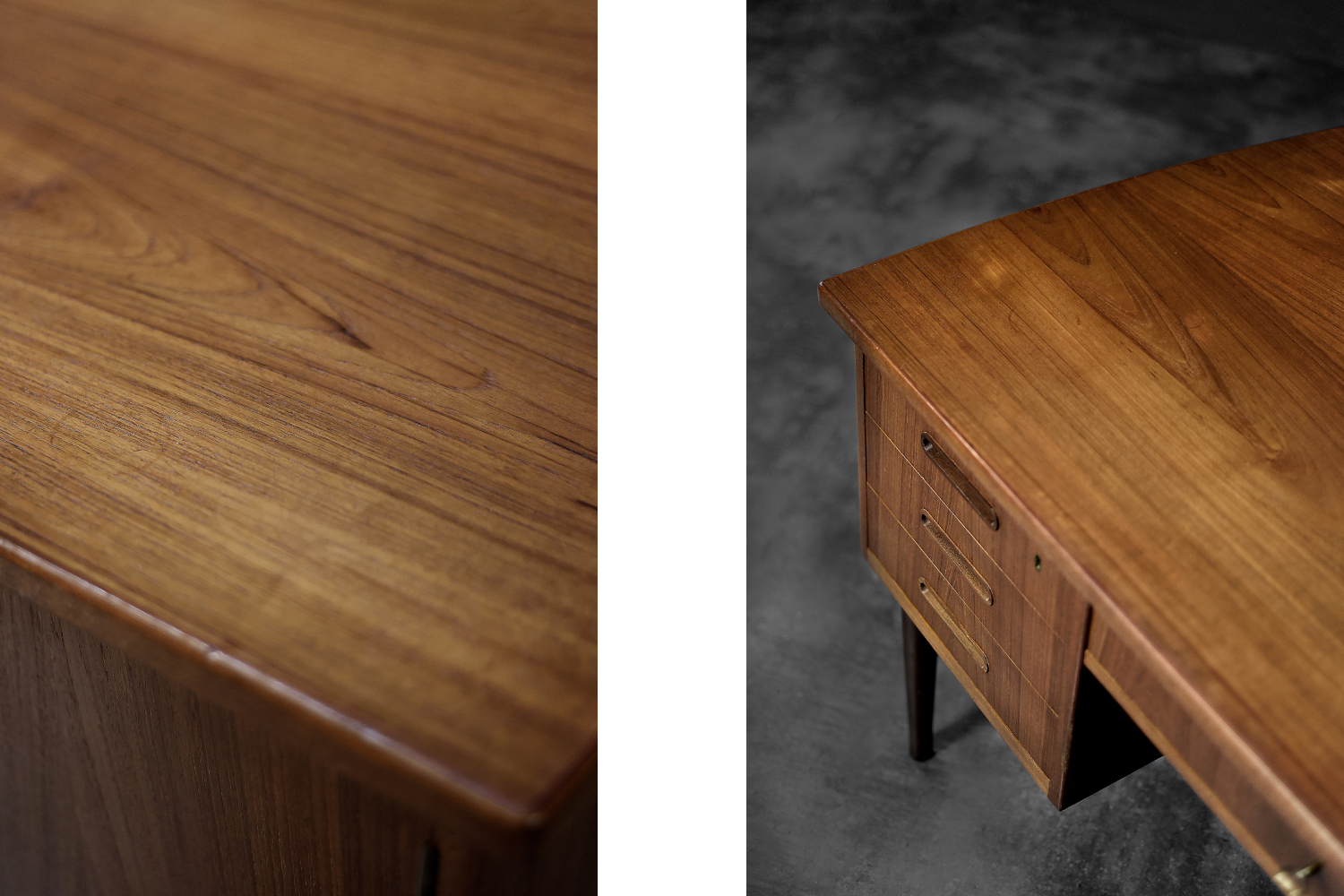 Biurko tekowe dwustronne, Dania, lata 60