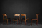 Zestaw 4 tekowych krzeseł jadalnianych, Dania, lata 60