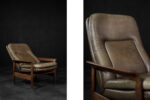 Fotel skórzany z odchylanym oparciem, Dania, lata 60