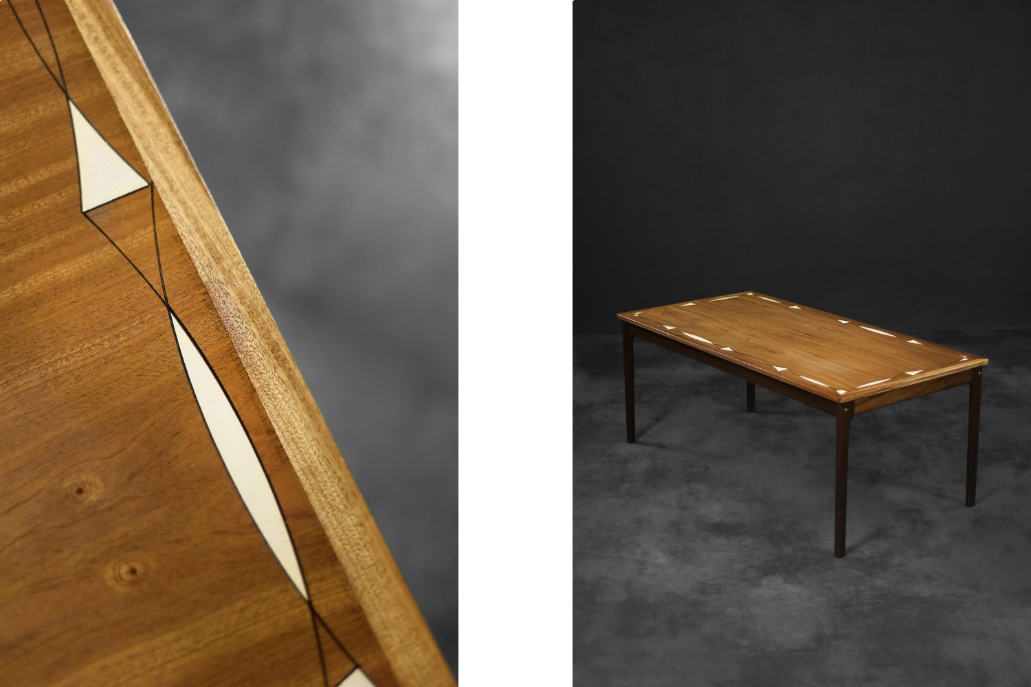 Stolik kawowy z malaturą, mahoń, proj. Ole Wanscher, PJ Møbelfabrik, Dania, lata 60