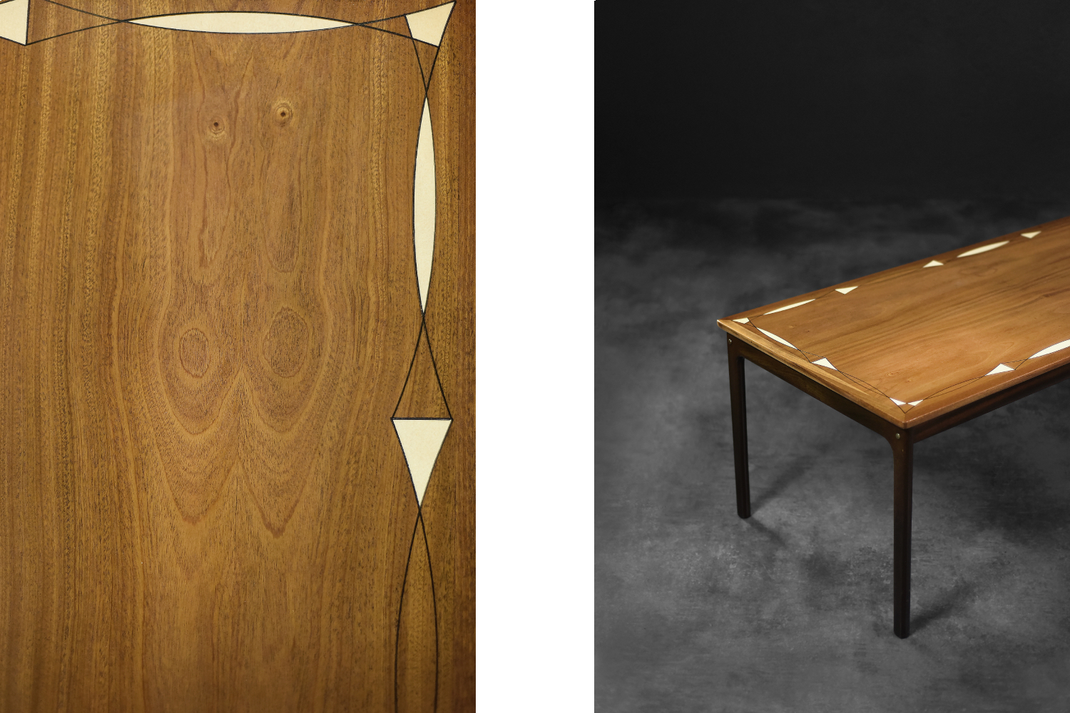 Stolik kawowy z malaturą, mahoń, proj. Ole Wanscher, PJ Møbelfabrik, Dania, lata 60