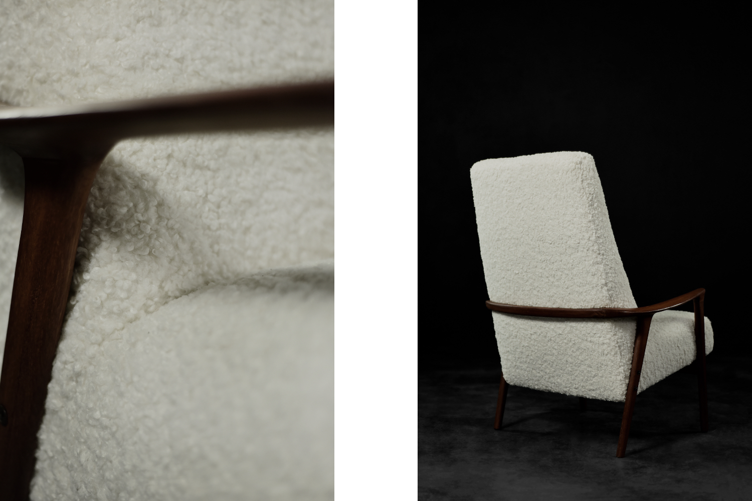 Fotel modernistyczny, boucle, Bröderna Andersson, Szwecja, lata 60