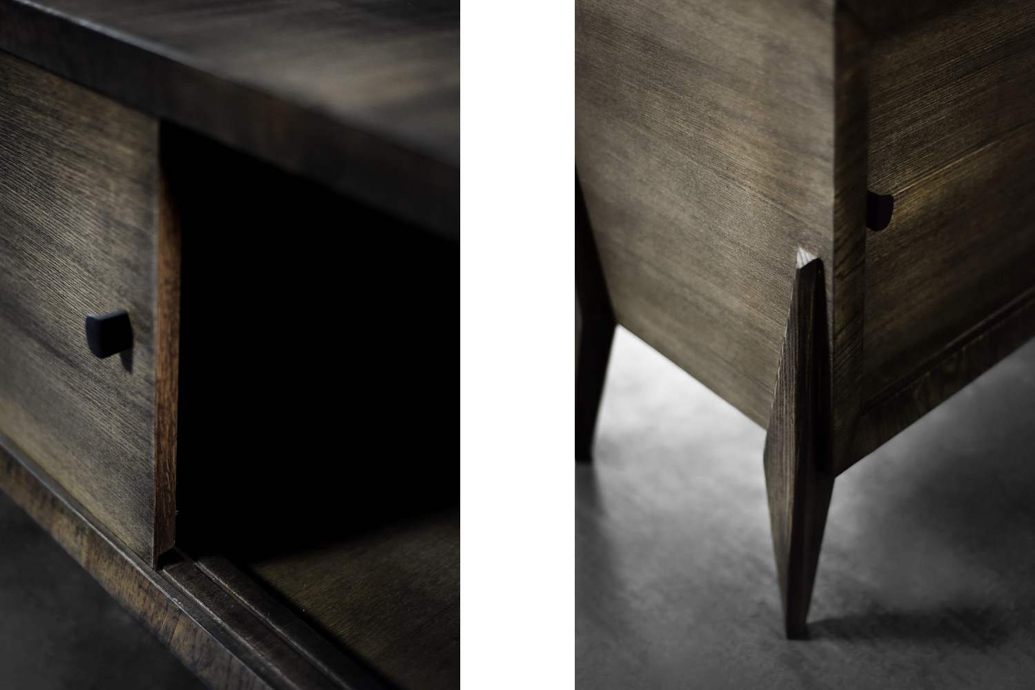 Sideboard z metalowymi uchwytami, jesion, Skandynawia, lata 60