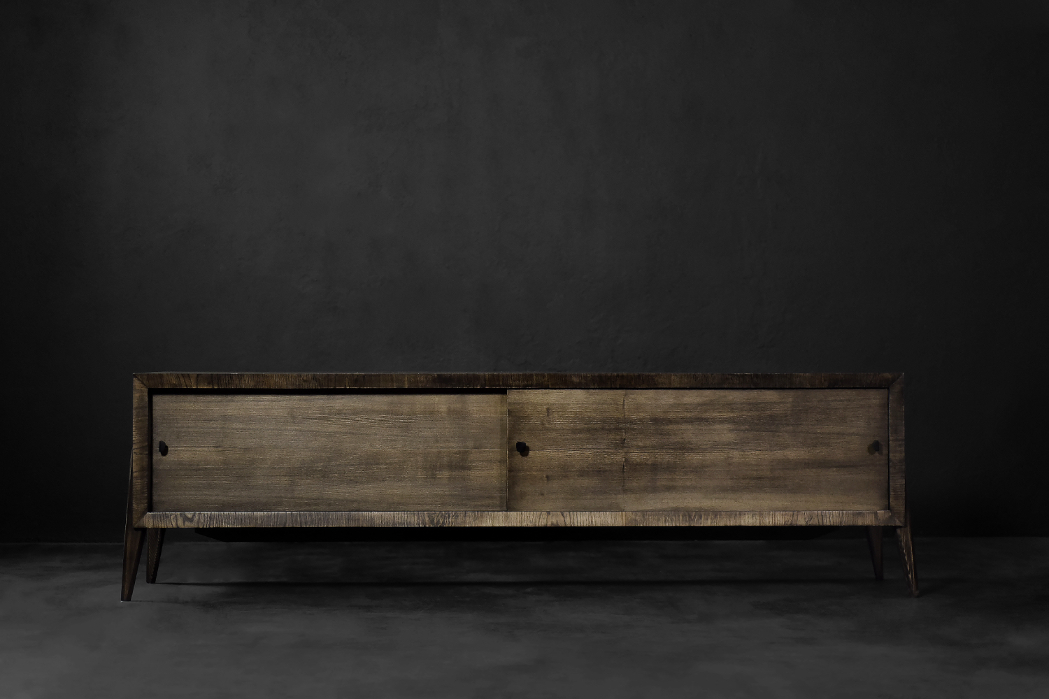 Sideboard z metalowymi uchwytami, jesion, Skandynawia, lata 60