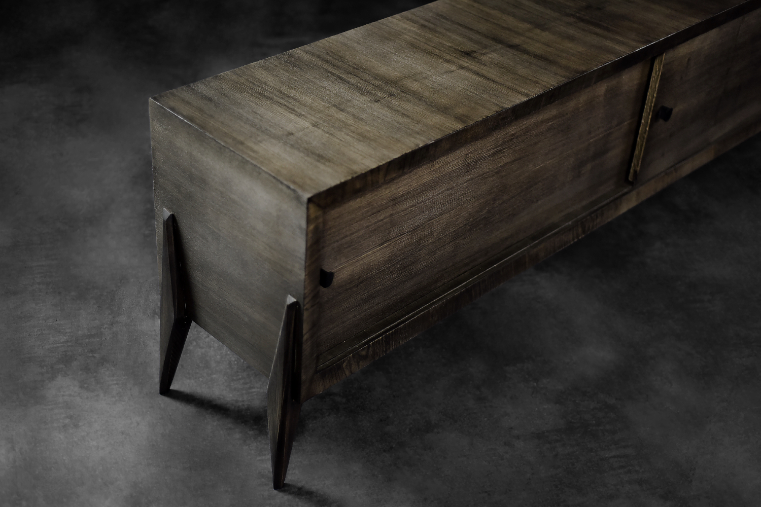 Sideboard z metalowymi uchwytami, jesion, Skandynawia, lata 60