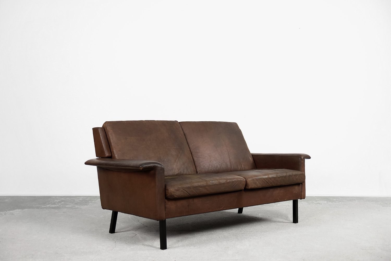 Sofa skórzana 2-osobowa model 3330, proj. Arne Vodder, Fritz Hansen, Dania, lata 60