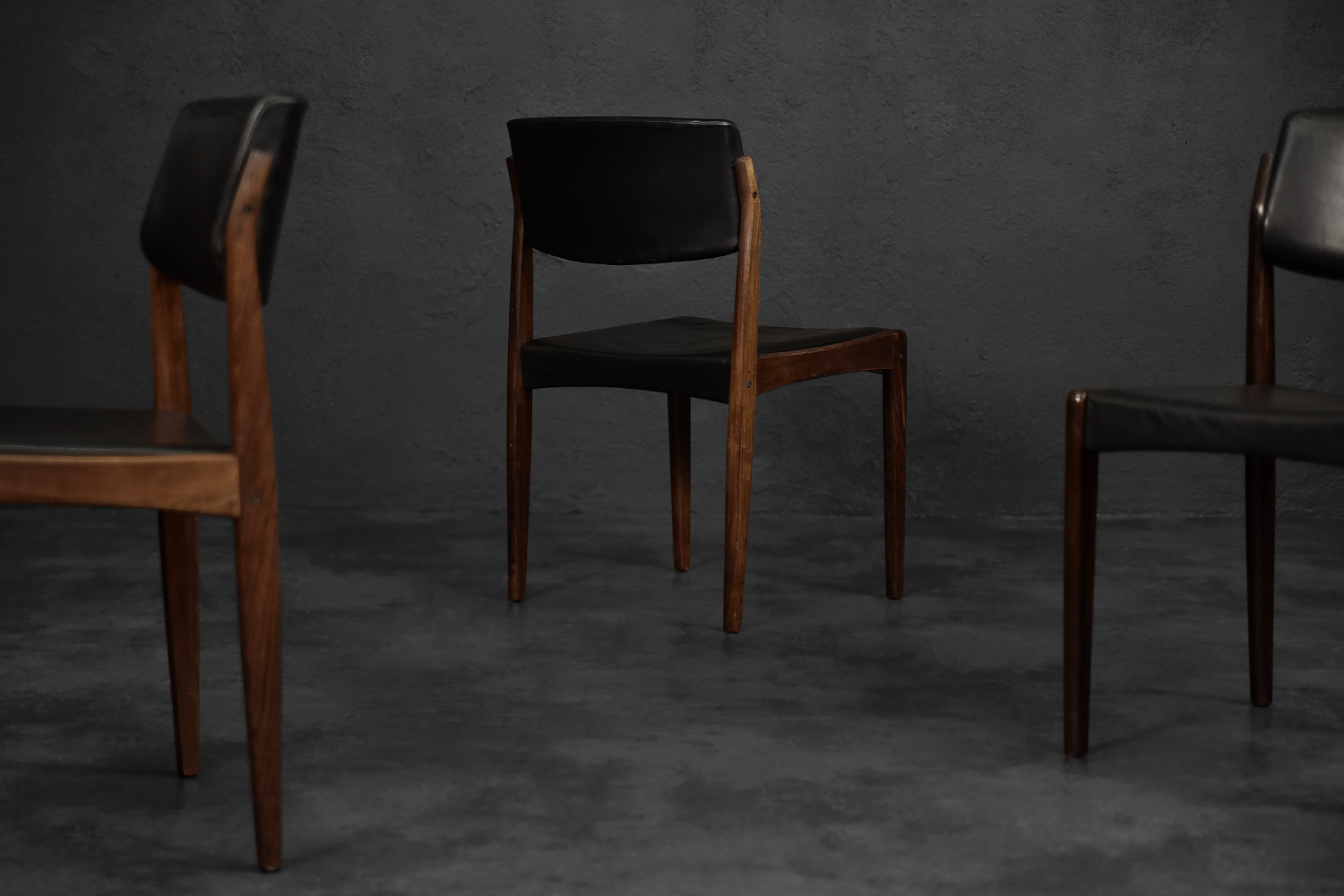 Zestaw 3 krzeseł palisandrowych, proj. H.W. Klein, Bramin, Dania, lata 60