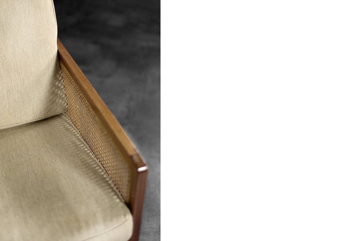 Wysoki fotel z francuską wikliną, mahoń, proj. Bernt Petersen , Wørts Møbelsnedkeri, Dania, lata 60