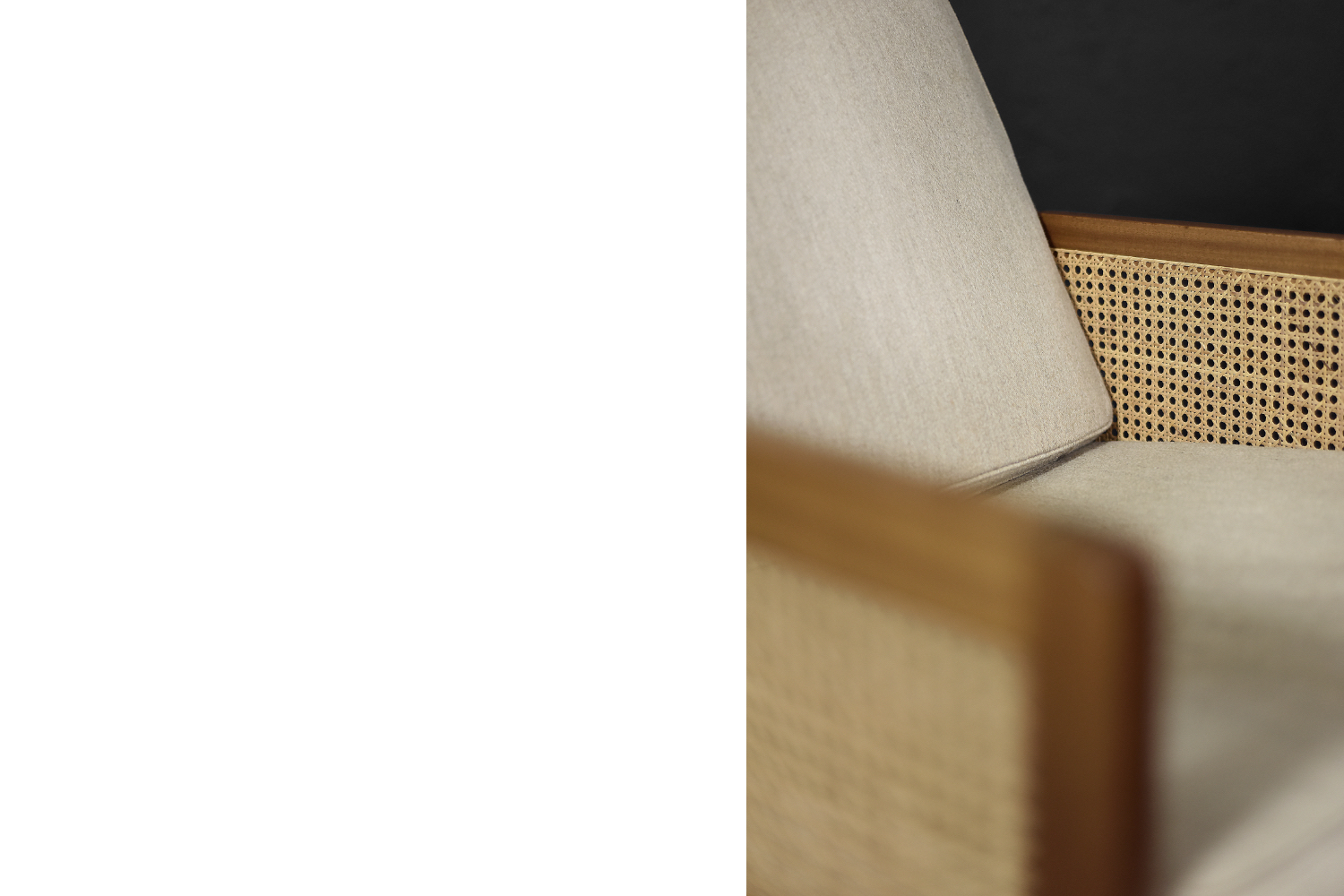 Wysoki fotel z francuską wikliną, mahoń, proj. Bernt Petersen , Wørts Møbelsnedkeri, Dania, lata 60