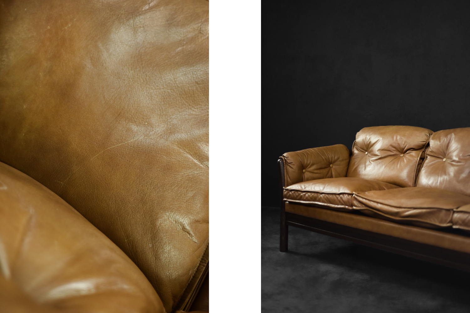 Sofa skórzana 3-osobowa, Dania, lata 60