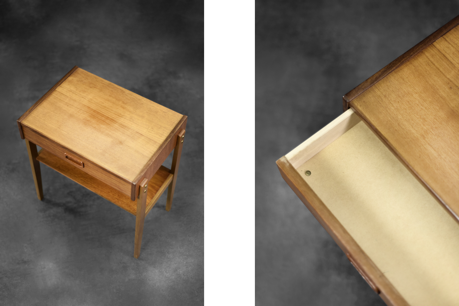 Para tekowych stolików nocnych, Szwecja, lata 60