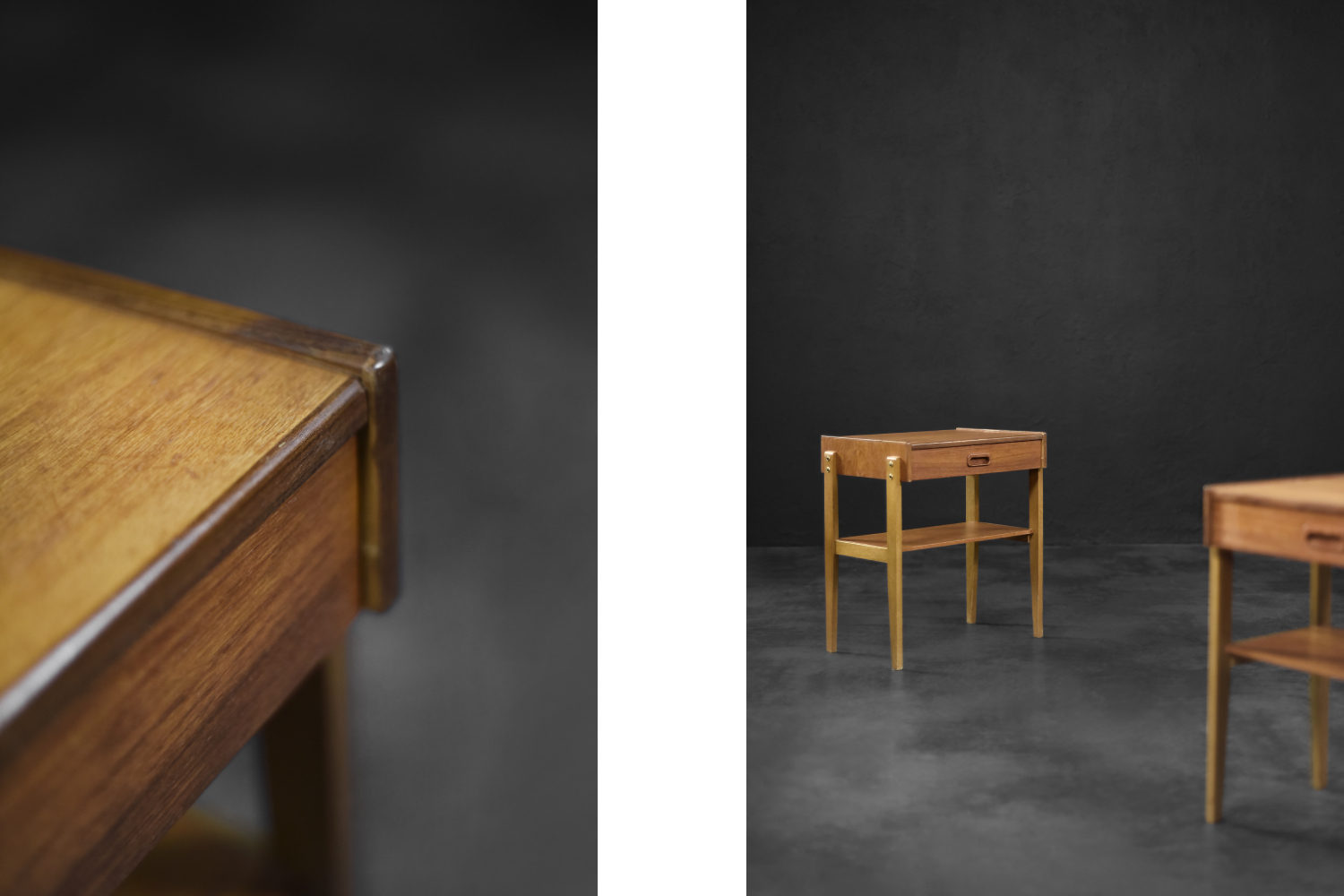 Para tekowych stolików nocnych, Szwecja, lata 60