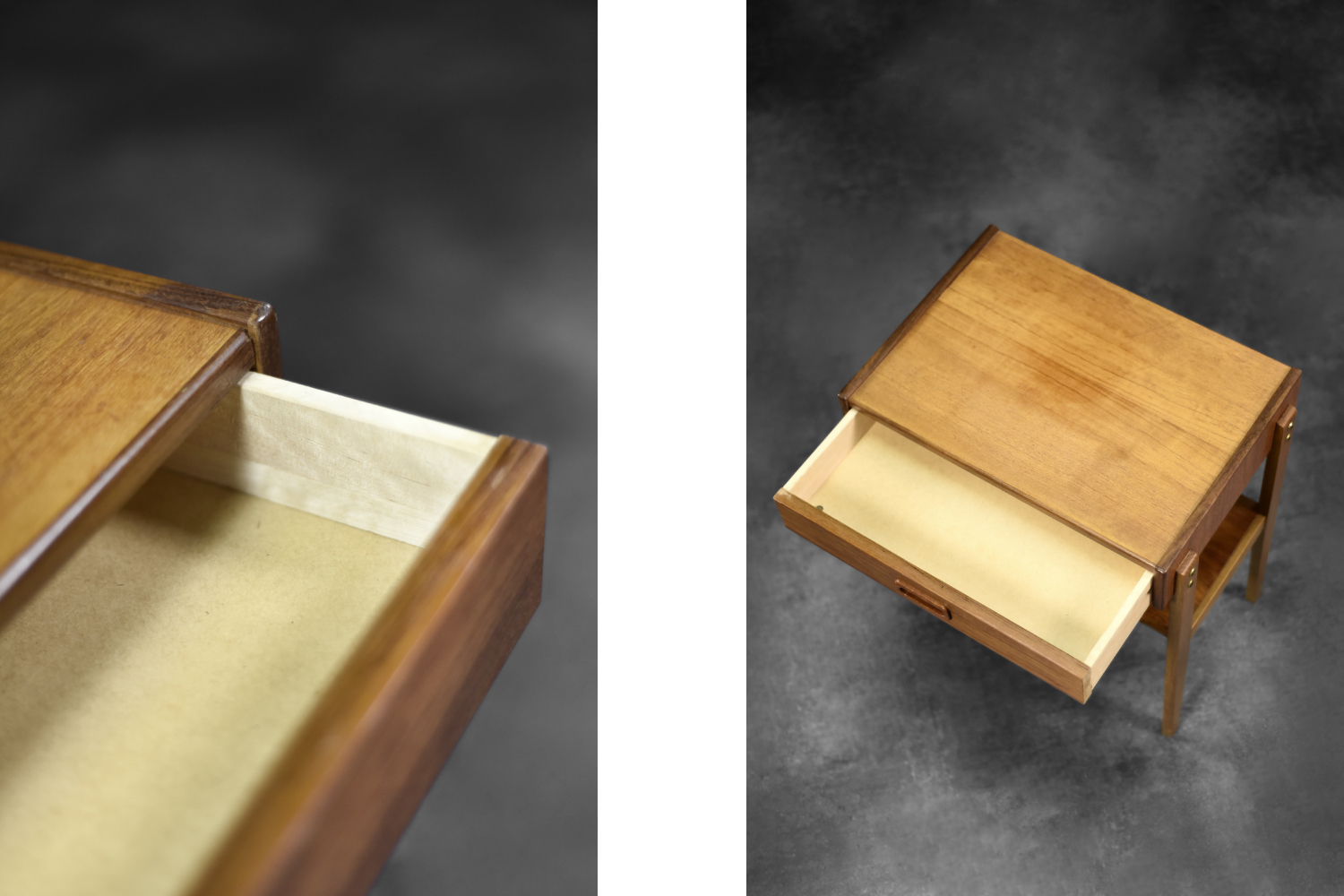 Para tekowych stolików nocnych, Szwecja, lata 60