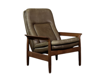 Fotel skórzany z odchylanym oparciem, Dania, lata 60