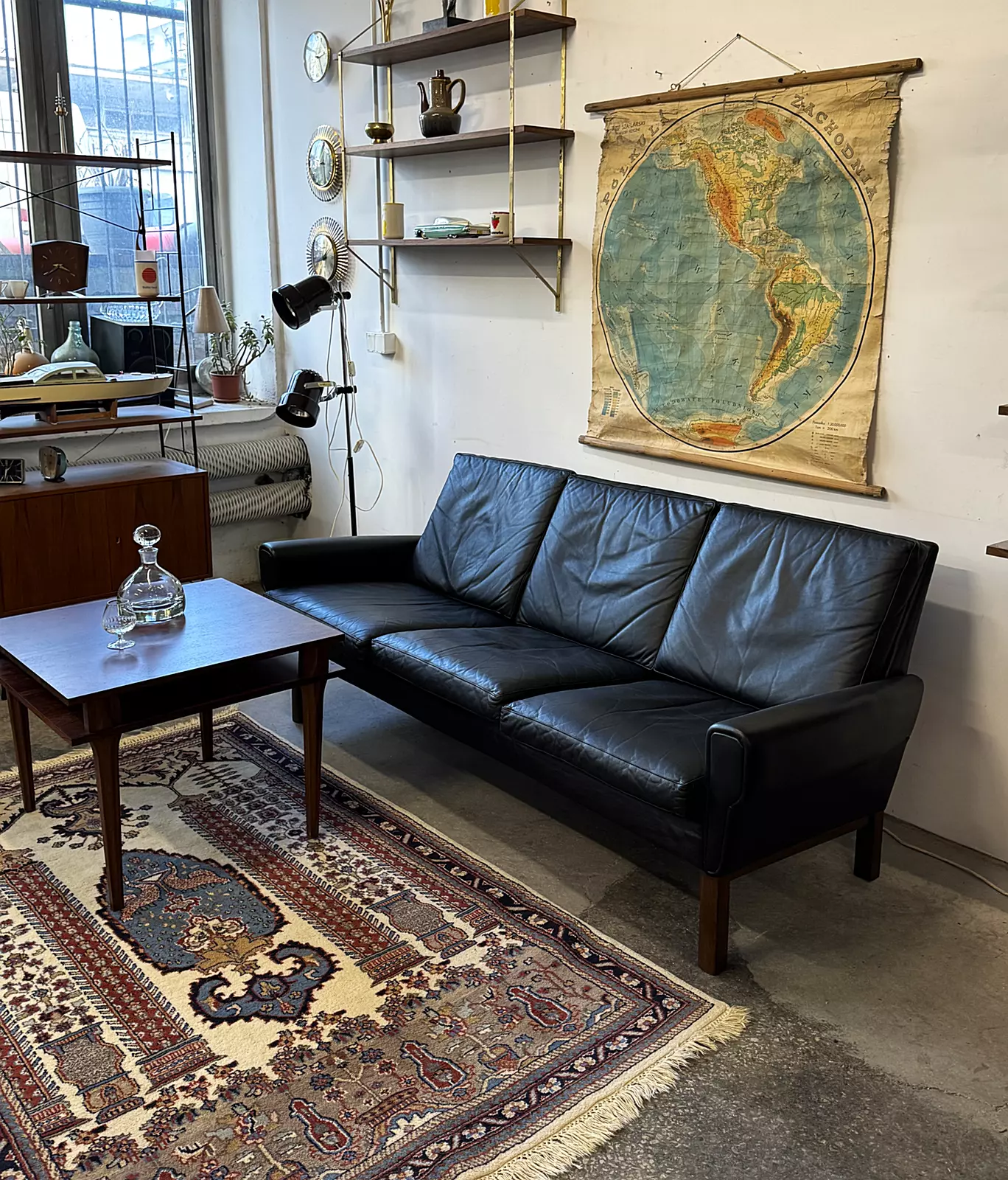 Sofa skórzana 3-osobowa vintage, Dania, lata 60/70