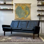 Sofa skórzana 3-osobowa vintage, Dania, lata 60/70