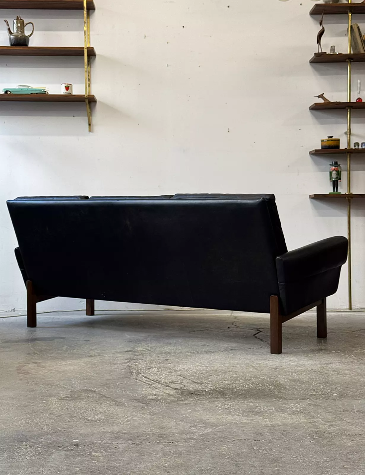 Sofa skórzana 3-osobowa vintage, Dania, lata 60/70