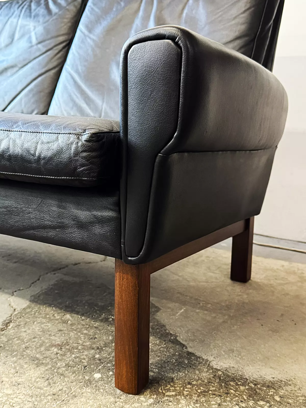 Sofa skórzana 3-osobowa vintage, Dania, lata 60/70