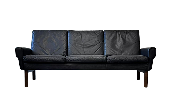 Sofa skórzana 3-osobowa vintage, Dania, lata 60/70