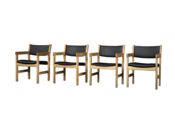 Zestaw 4 krzeseł gabinetowych, proj. Hans J. Wegner, Getama, Dania, lata 60