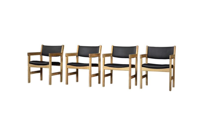 Komplet 4 krzeseł gabinetowych, proj. Hans J. Wegner dla Getama, Dania, lata 60