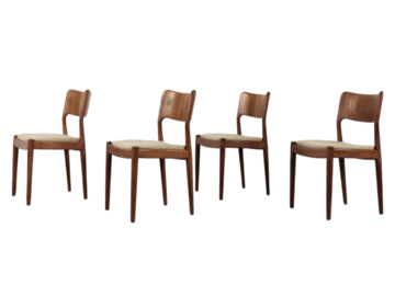 Zestaw 4 krzeseł vintage, Glostrup Møbelfabrik, Dania, lata 60
