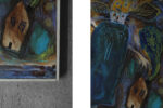 Obraz akrylowy na płótnie, Annemette Lichtenberg, Blå, Brun M/Huse, 1993