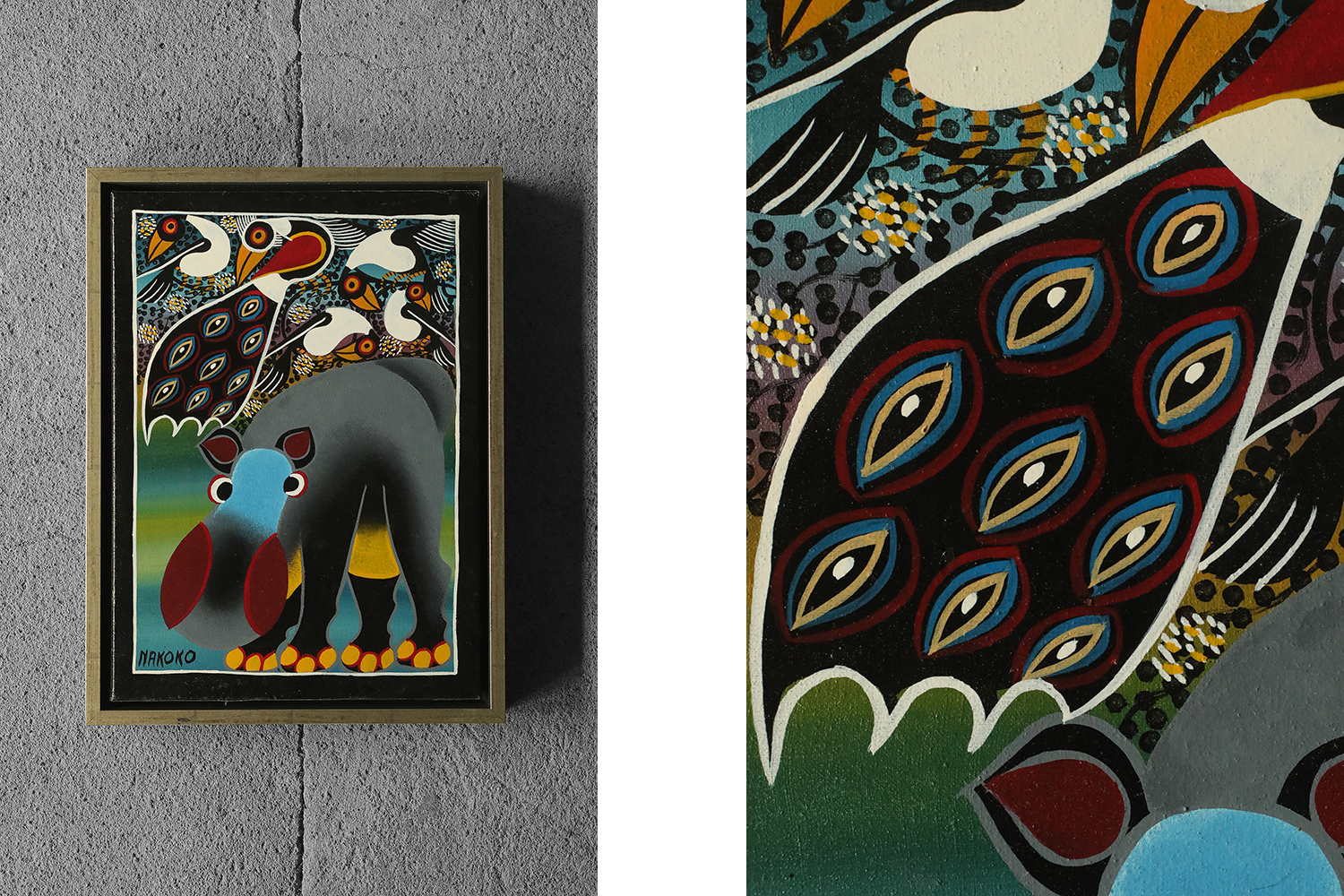 Obraz olejny na płótnie, Saidi Nakoko, Tingatinga, Tanzania, lata 70