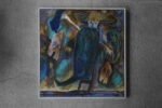 Obraz akrylowy na płótnie, Annemette Lichtenberg, Blå, Brun M/Huse, 1993