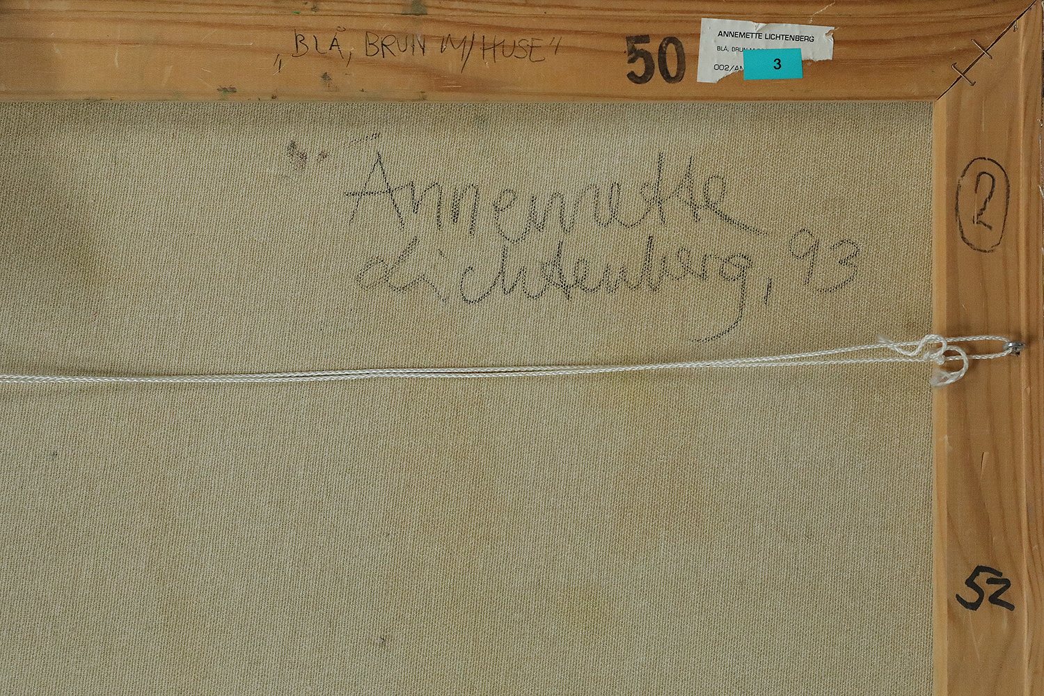 Obraz akrylowy na płótnie, Annemette Lichtenberg, Blå, Brun M/Huse, 1993