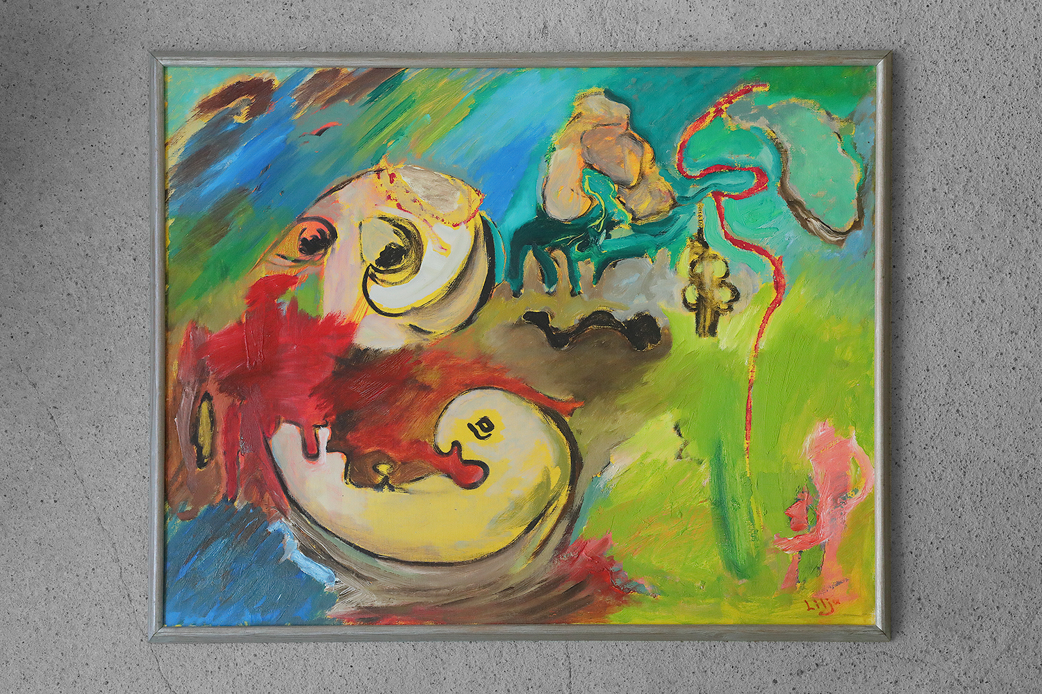 Obraz olejny na płótnie, Lennart Lilja, lata 50