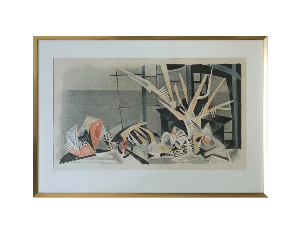 Kolorowa litografia, Jürgen Von Konow, Window view, Söndrum, 1958