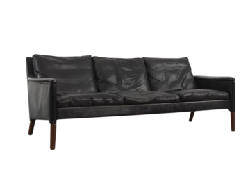 Skórzana sofa trzyosobowa model 55, proj. Kurt Østervig, Centrum Møbler, Dania, lata 50